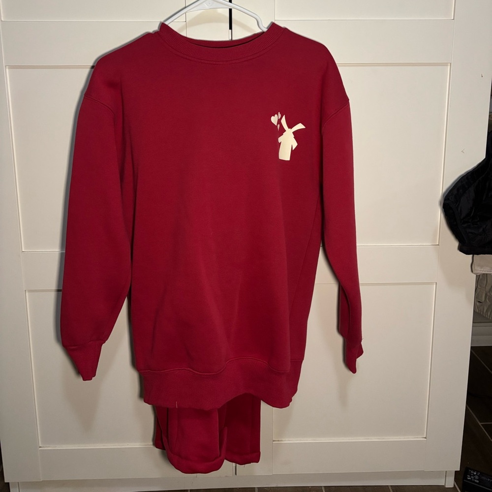 Dutch Bros “I Dutch Luv You” Matching Sweatshirt & Jogger Set – Red (Unisex)